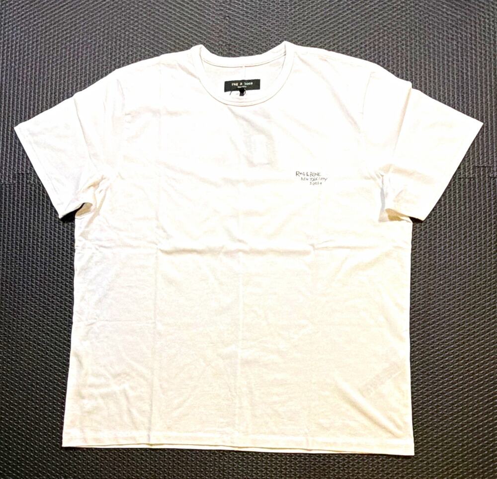 Rag & Bone Men's Sz XL White Cotton Jersey Logo Crew Neck Short Sleeve Tee